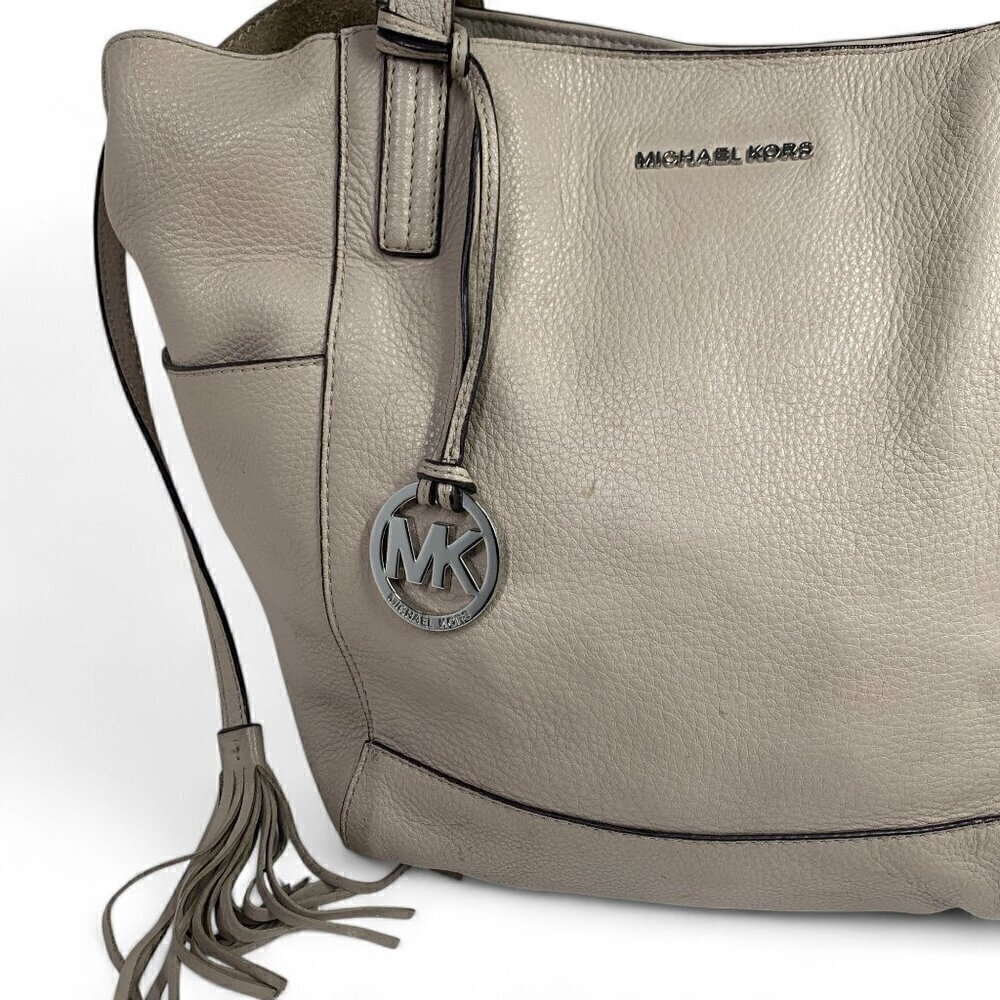 Michael Kors Ashbury Tote Shoulder Bag XL Removable Inner Pouch Beige Leather - Picture 10 of 16